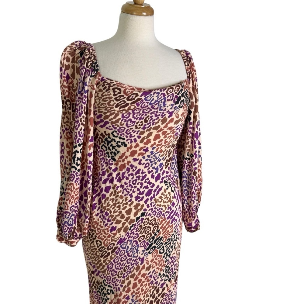 Carolina K Leopard Print Cowl Neck Maxi Dress Mauve Blush Size S - Picture 9 of 16